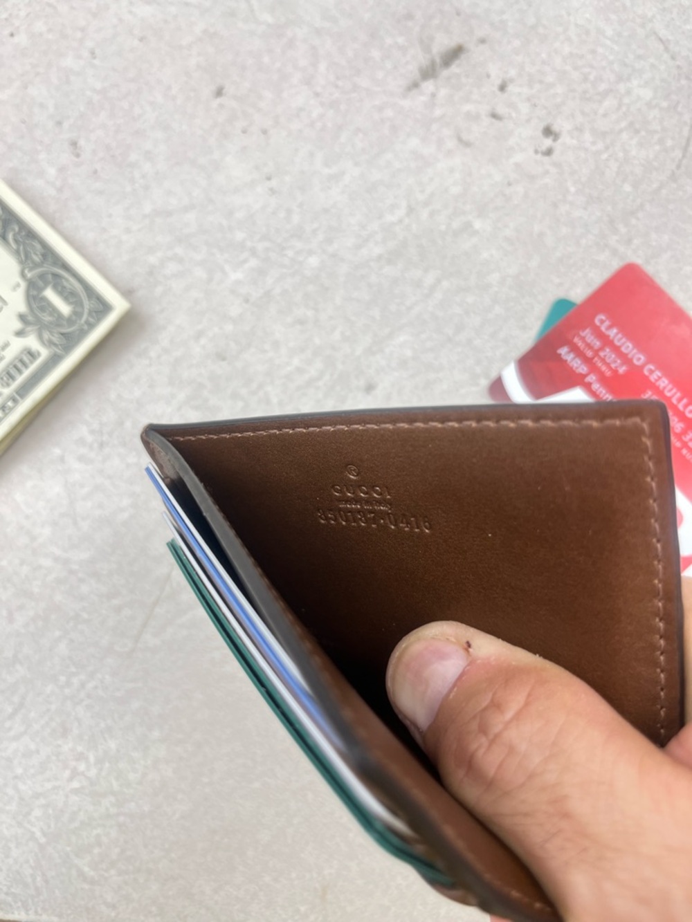 Like NEW and authentic Gucci Brown GG Embossed Leather Card Holder. Beautiful! - Picture 8 of 8